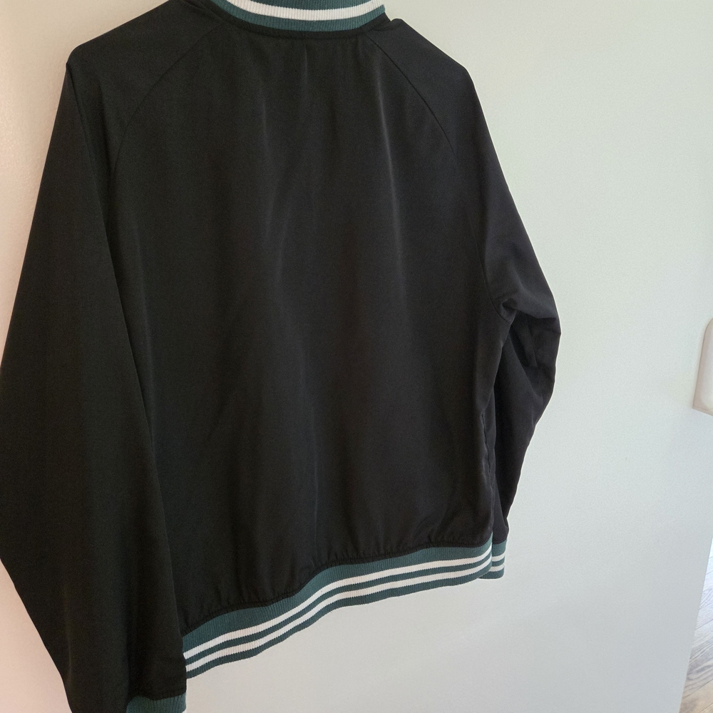 Sovereign Code Black Varsity Jacket With Green St… - image 2